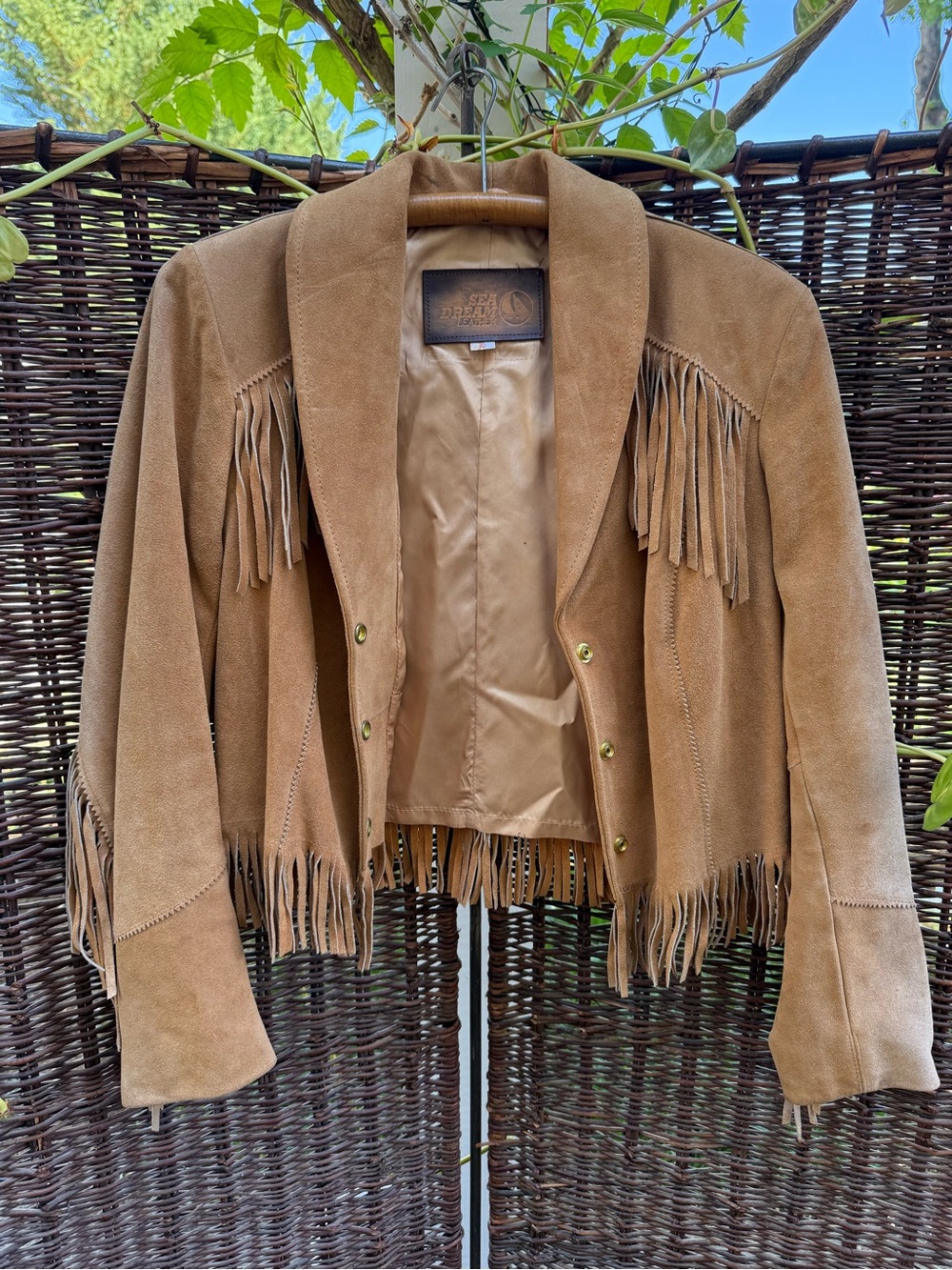 Sea Dream Vintage Leather Fringe Jacket - Vintage Size 10